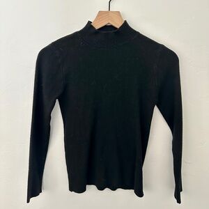 Black Ribbed Mock Turtleneck